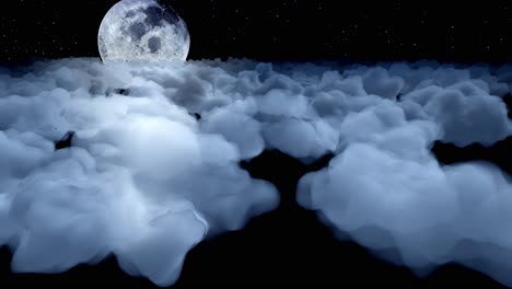 Fliegen-über-Wolken-Nacht-Mond-Cartoon-Flugzeug-Flugzeug-Himmel-Stratosphäre-4k